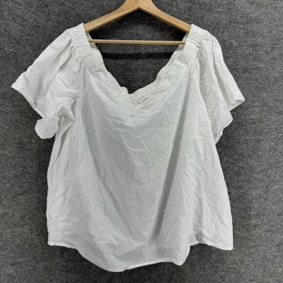ASOS Tops Asos Blouse Women White Vneck Short Sleeve Cotton1